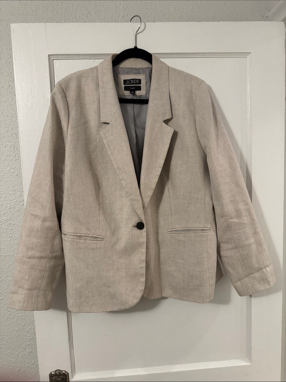 J. Crew Beige Linen-Blend Single-Button Blazer